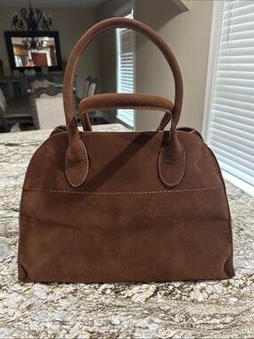 Brown Suede Top-Handle Satchel. Beautiful